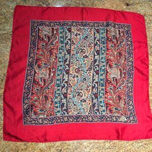 Vintage Liberty of London Red All Silk Scarf ~ 22.5" x 23.5"